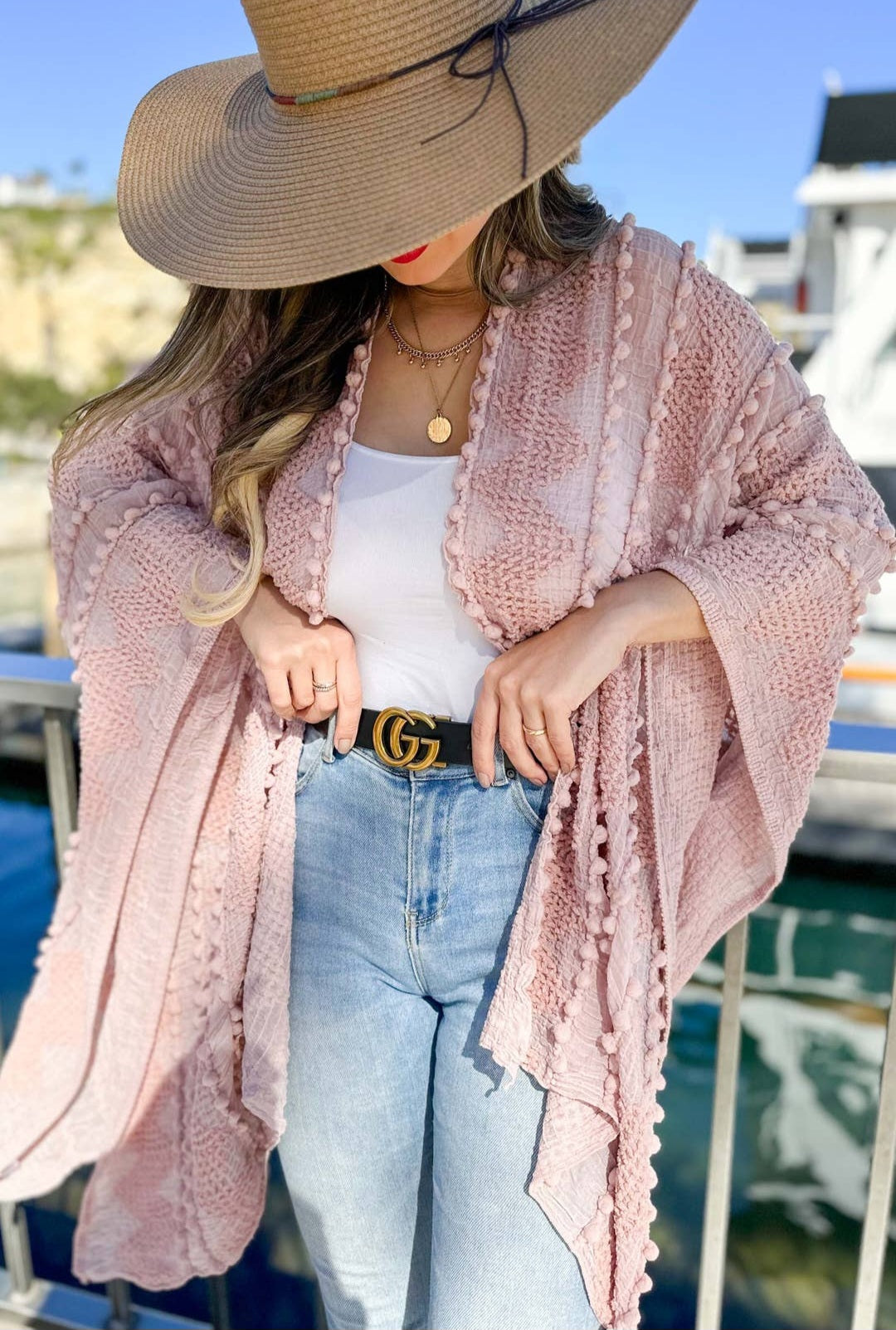 Rose Textured Open Front Kimono