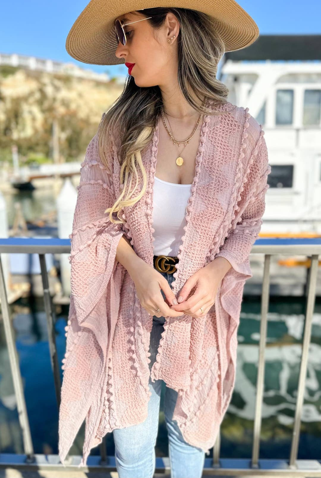 Rose Textured Open Front Kimono