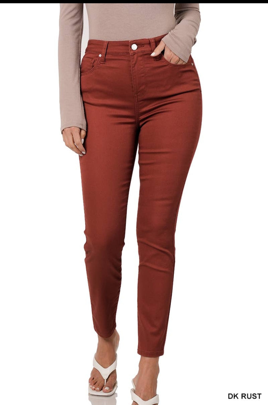 Rust High Rise Skinny Denim Pants