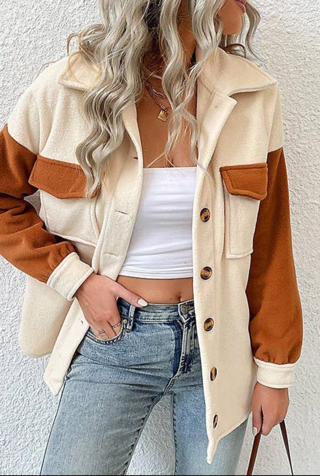 Two Tone Rust and Cream Shacket