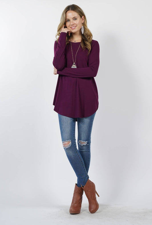 Round Hem Plum Long Sleeve