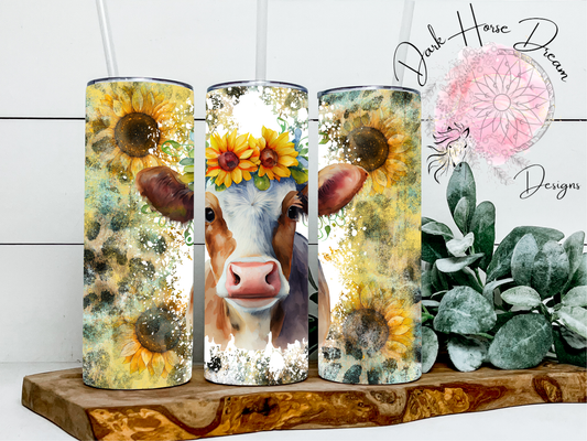 Miss Moo / Cow / Sunflower / Floral Tumbler