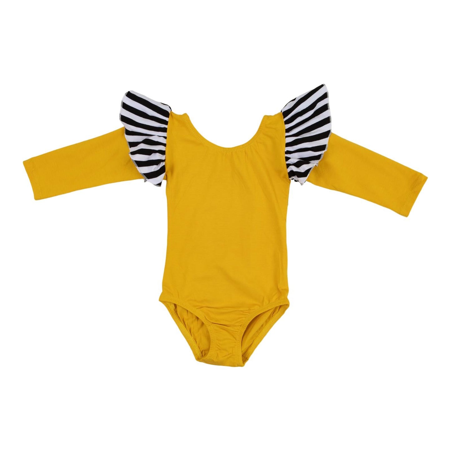 Mila & Rose Mustard with Stripe Flutter Leotard