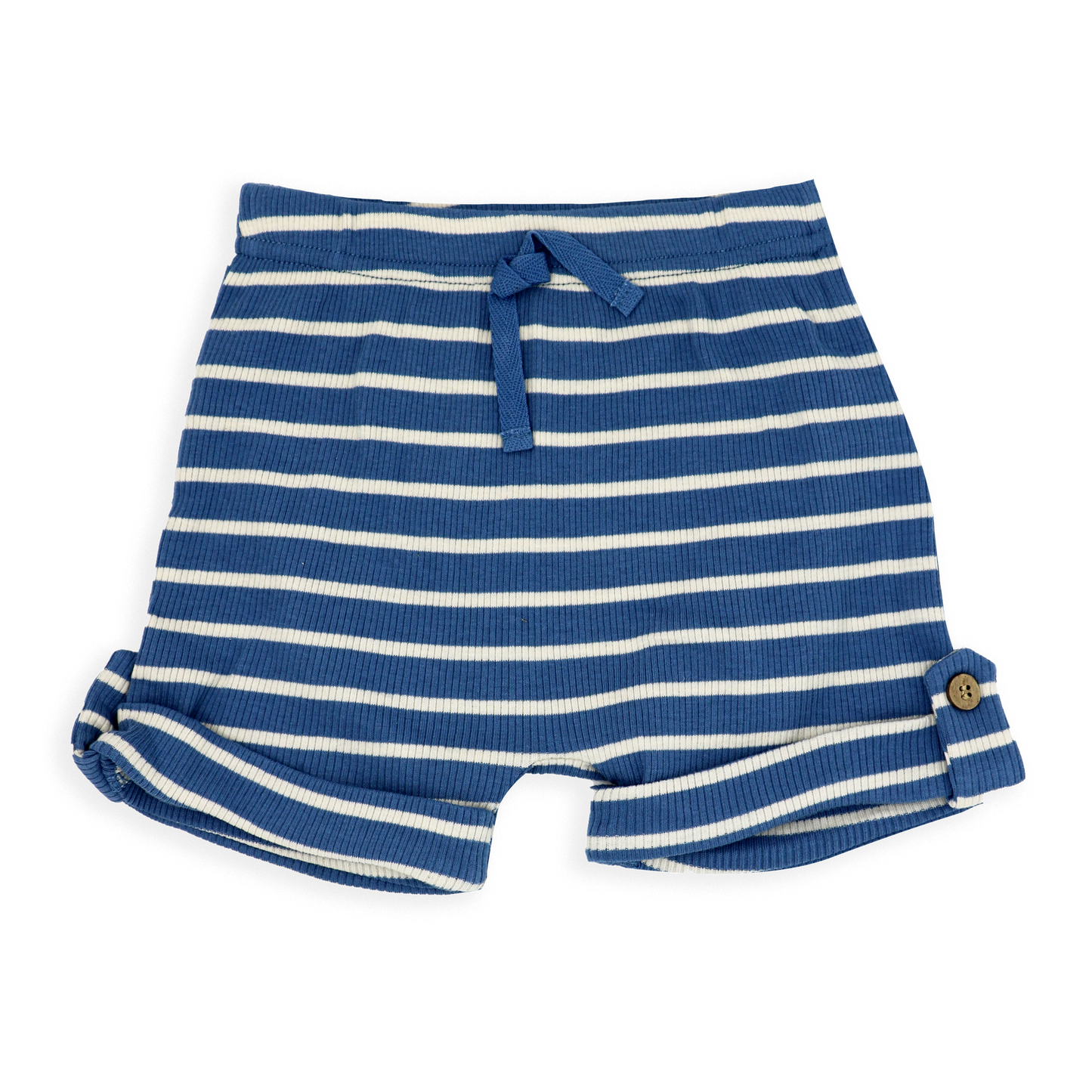 Boys 3 Piece Ribbed Short Set: Blue Stripe