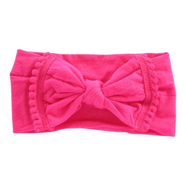 Mila & Rose Hot Pink Pom Pom Nylon Headwrap